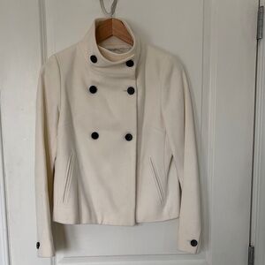 Club Monaco Cream Pea Coat with Black Buttons